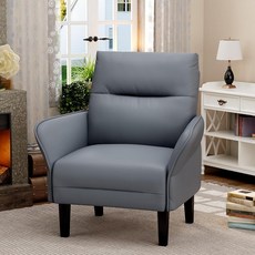 ALISH Mid-Century 액센트 의자 목재 다리가 있는 업솔티드 모던 안락 의자 사이드 의자 거실 침실용 인조 스웨이드 싱글 소파 의자 (그레이 1개 세트), ALISH Mid-Century 액센트 의자, 목재 다, 회색