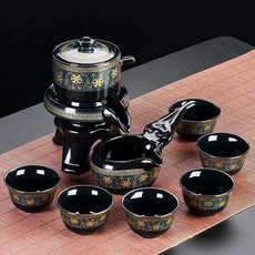보이차 다기 다도 세트, 소원 꽃 자동 차 도구 6컵 9피스