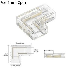 COB LED 커넥터 2핀 3핀 4핀 L코너 스트립 조명 연결 단자, COB LED 커넥터 5mm 2핀