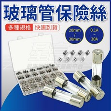 100入 保險絲 玻璃保險絲 微波爐保險絲 Fuse 30mm 20mm 電子電路保險絲 熔絲, 20A(一組100入),20mm