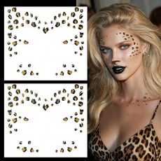 NOOEPC 글리터 치타 페이스 스티커 페이스 메이크업 스티커 블랙 골든 레오파드 프린트 페이스 스티커 레오파드 코스튬 세트 치타 코스튬 레이브 파티 선물 축제 할로윈 코스