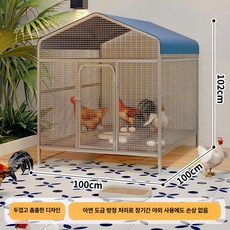 이동식 닭장 닭 케이지 조립식 닭케이지 울타리 방목용, 1개, 열처리 100 100x102 8 14마리오리