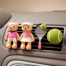테니스 커플 4종 방향제 석고 대시보드 오브제 장식 인테리어 소품 센스 집들이 선물, 테니스 커플 4종 방향제 ( 핑크 ), 얼그레이큐컴버, 클립 ( 롱 클립 )