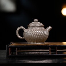宜興手工紫砂壺原礦青灰段泥筋紋掇衹壺家用功夫茶具茶壺, 1個, 筋紋掇只壺300毫升青灰段泥