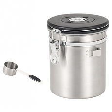 SHUNFA 304 스테인레스 스틸 커피 밀폐 용기 1.5L, 1개, 실버