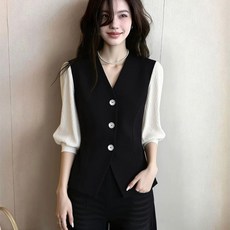 AURALA 여성 브이넥 패션 블라우스 여름 오피스룩 반팔 티셔츠 7부 소매