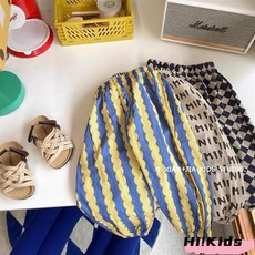 90-140CM 兒童防晒褲，復古碎花百搭防蚊褲，夏裝印花中高腰沙灘褲