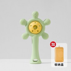 嬰兒手搖鈴 牙膠 玩具, 沁晨綠【配收納盒】, 1個