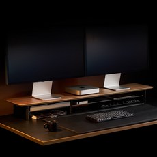 일리안 원목 프리미엄 모듈러 모니터 받침대 Large 듀얼, 월넛