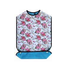 성인 턱받이 성인 앞치마 방수 환자용턱받이 식사 간병 요양, 1개, 흰 바탕의 꽃