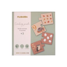 FILIBABBA 北歐動物數字配對拼圖 兒童益智厚紙板玩具, 1個, 數字配對拼圖Nordic animals