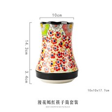 도자기 수저통 정리 수저보관통, B. 만화 붉은 젓가락 통 세트