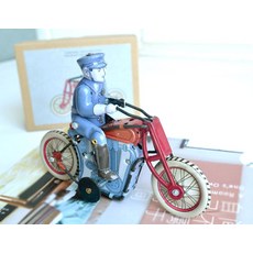 Zhijing 레트로 시계 깡통 장난감 희귀 한 오토바이 우편 맨 오토바이를 타고(Blue), 1개, 푸른