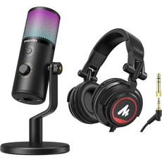 헤드폰으로 게임 스트리밍을 위한 MAONO USB 마이크 트위치 틱톡 유튜브 디스코드용 3극 패턴 소프트웨어 팝 필터가 있는 팟캐스트 콘덴서 PC Mac PS5 PS4용 컴퓨터, 1개