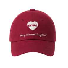 Emis 品牌Logo棉質帽 男女情侶款 紅色