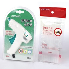 오공 핫멜트 글루건 7.2mm 20W + 글루심 10개입 세트, 1개