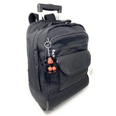 Kipling 키플링 Sanaa 라지 메탈릭 롤링 백팩 배낭 가방 (블랙 토널 원 사이즈) 595150