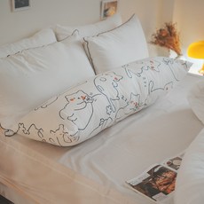 棉床本舖 北歐風長抱枕 110cmX40cm, 團團貓