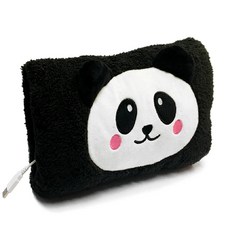 可愛熊貓造型USB充電暖手寶 冬季保暖神器 恆溫安全 柔軟舒適 便攜可拆洗, 黑色, SG-006B