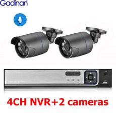 Gadinan 4K 8MP POE 카메라 시스템 4CH P2P AI 비디오 감시 키트 야외 홈 CCTV NVR 세트, 04 4CH NVR and 2 Camera, 01