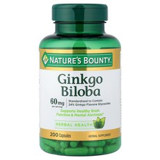 Nature's Bounty Ginkgo Biloba 200 Capsules (30 mg per Capsule), Nature's Bounty, Ginkgo Biloba, 1개