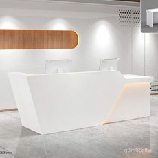 吧臺收銀臺現代簡約全白烤漆美容院櫃臺烤漆帶燈前臺亮光接待臺 INFZ, 2400*800*1050, 1個