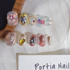 純手工穿戴甲 日系小眾輕奢風 立體捏捏 夏日清透, 1個, 夏日繽紛樂（短方圓14mm,Xs( 12.14左右補貨上架