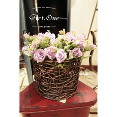鄉村風藤鐵圓花器，簡約風格花器，客廳臥室裝飾花器，提升居家品味