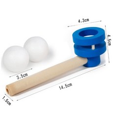Fittest 木製吹球器 蒙特梭利吹氣球 懸浮球感統訓練玩具 吹球魔術, 藍色, 1個