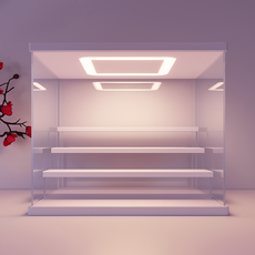 테컴 LED 피규어 장식장 레고 진열장 아크릴 케이스 보관함 인형 가챠 정리함, 대형(3단), 화이트