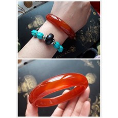 印尼老件 南紅瑪瑙 全紅大圓形鐲 60mm, 1個, 1