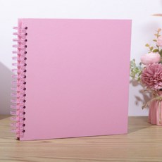 DIY 스크랩북 앨범 하드 커버 크래프트 종이 사진 앨범 결혼 및 기념일 가족용 메모리북 8 인치 40 페이지, 분홍색