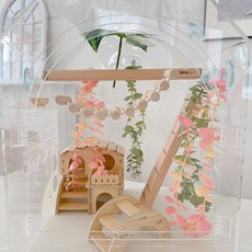 뉴넝쿨나뭇잎 조화 잎사귀 도마뱀 파충류 크레 인조나뭇잎, 1개, 핑크유칼립 롱