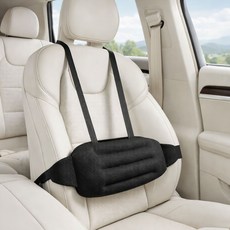 러빅 차량용 등받이쿠션 자동차 운전석 허리받침대 높이조절, 블랙, 1개
