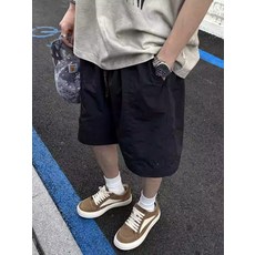 夏季防水 沙灘褲男美式潮牌寬鬆休閒運動五分褲工裝短褲