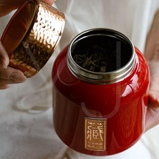 中秋節新款茶葉罐，防潮密封儲存罐，家用散茶桶，金屬茶葉包裝罐，保持茶葉新鮮, 紅色【藏鋼罐】大號,無規格, 1個