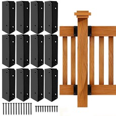 ITeVe.GD 데크 레일링 브래킷 커넥터 12개 5.1cm x 15.2cm(2인치 x 6인치) 목재 빔용 나사가 있는 튼튼한 스틸 숨겨진 브래킷 파빌리온 나무 울타리, ITeVe.GD 데크 레일링 브래킷 커넥터 12개, 5