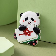 卡通熊貓冰箱貼創意恭喜發財立體麻將磁性貼品裝飾磁力貼陶瓷冰箱貼冰箱磁鐵可愛磁鐵吸鐵白板貼黑板貼居家裝飾, 熊貓-中