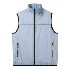 36V四個風扇空調服 12小時續航 工地製冷風扇馬甲, 1個, 灰色-單衣四孔【單件衣服】,M【52-68公斤】