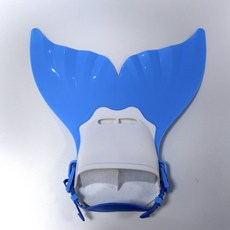 美人魚腳蹼 鯨魚腳蹼 兒童連體蛙鞋 浮潛游泳 訓練 潛水用品, 藍白,均碼