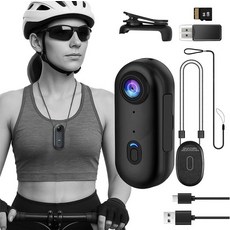 TIROL SUPPLIES 4K 미니 Wi-Fi 액션 카메라 64GB 엄지 POV 휴대용 바디 캠 웨어러블 비디오 레코더 MP4 녹화 및 앱 보기 카메라 강의 사이클링