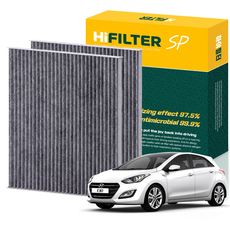 하이필터 현대 자동차 i30 활성탄 에어컨필터, 2개, 더 뉴 i30 (2세대 GD PE) HI-E005