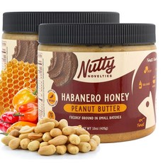 Nutty Novelties 클래식 솔티드 땅콩 버터 - 고단백질 저설탕 건강한 땅콩 버터 - 콜레스테롤 및 방부제가 없는 천연 땅콩 버터 - 비건 땅콩 버터 - 425.2g, 15 Ounce (Pack of 2), 하바네로 허니