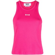 MSGM 로고 자수 골지 탱크 탑