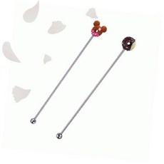 칵테일 머들러 스테인리스 롱스푼 도넛 장식 바텐더 도구 홈바 음료 제조 막대, 1개, 8도넛머들러-초코