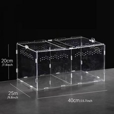 아크릴 파충류 사육장 도마뱀 거북이 거미 고슴도치 사육 박스 조립형, 1개, 스타일 A 2칸 분리형 40x25x20mm