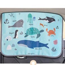 磁吸式寶寶汽車窗簾 台灣現貨 獨立包裝 車窗遮陽簾 磁鐵遮光布 汽車遮陽簾 車用窗簾側窗擋光側擋, 006 海洋世界, 1個