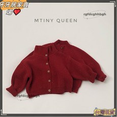 新年毛衣 耶誕韓版秋冬兒童毛衣 男女潮寶紅針織衫 彩點混紡頭套小外套