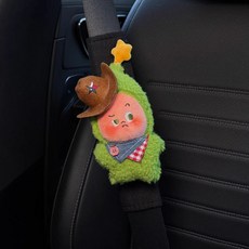 汽車安全帶護肩套 星星人可愛裝飾 防磨保護 四季通用, 牛仔抹茶酥, 1個