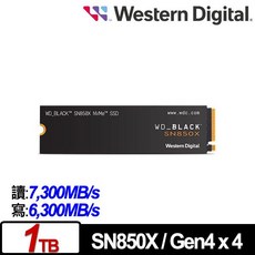 WD威騰 黑標 SN850X 2TB 1TB 無散熱片 NVMe PCIe Gen4 高速固態硬碟, 1TB (無散熱片)